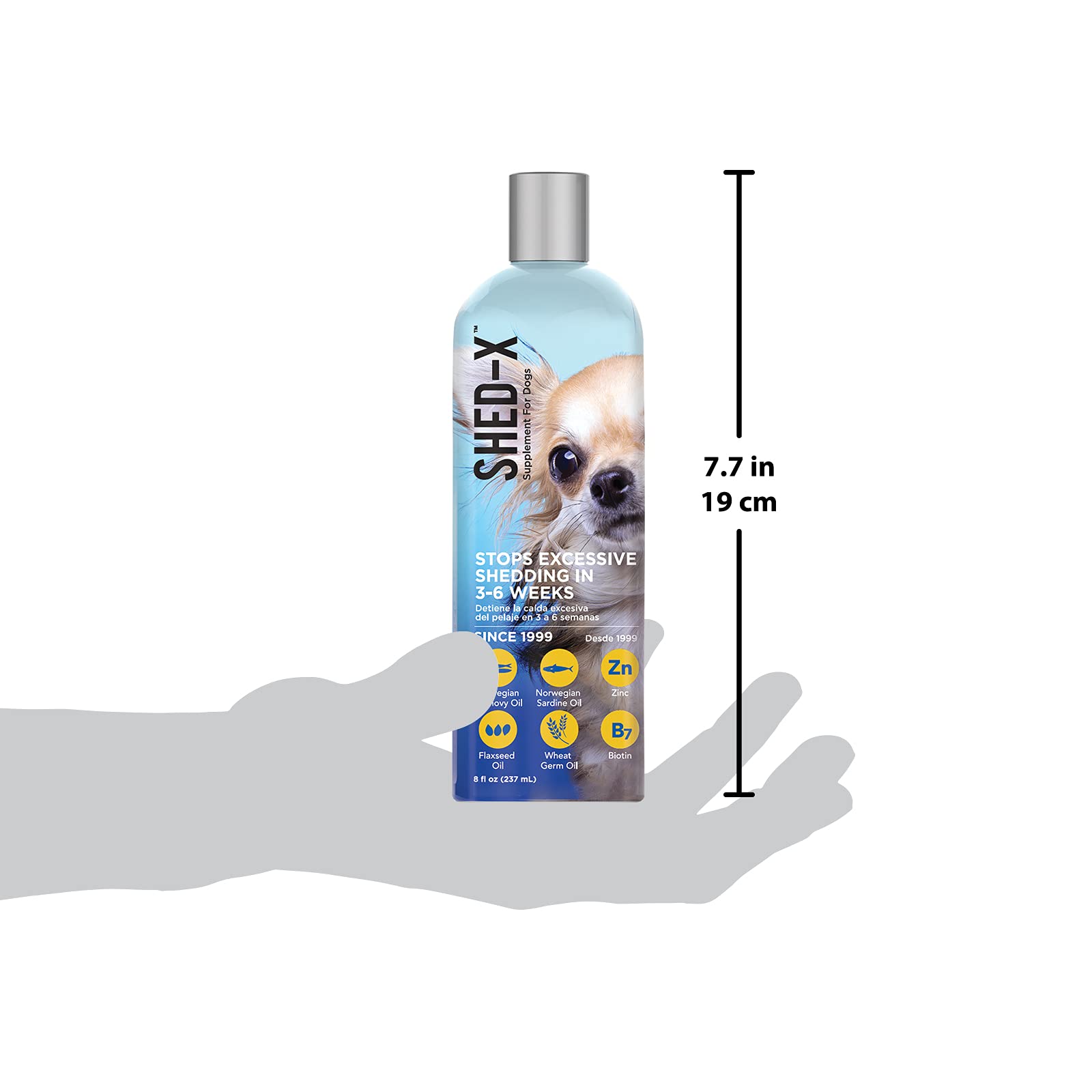 Shed-X Liquid Dog Supplement, 8oz - 100% Natural - Helps Dog Shedding, Fish Oil for Dogs Supports Skin & Coat, Dog Oil for Food